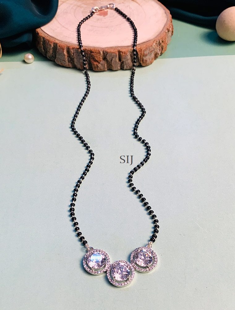 Stunning Silver Plated Round Diamond Mangalsutra