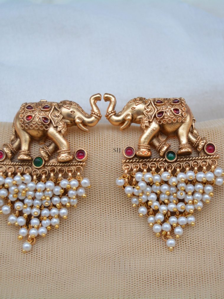 Traditional Elephant Pearl Earrings