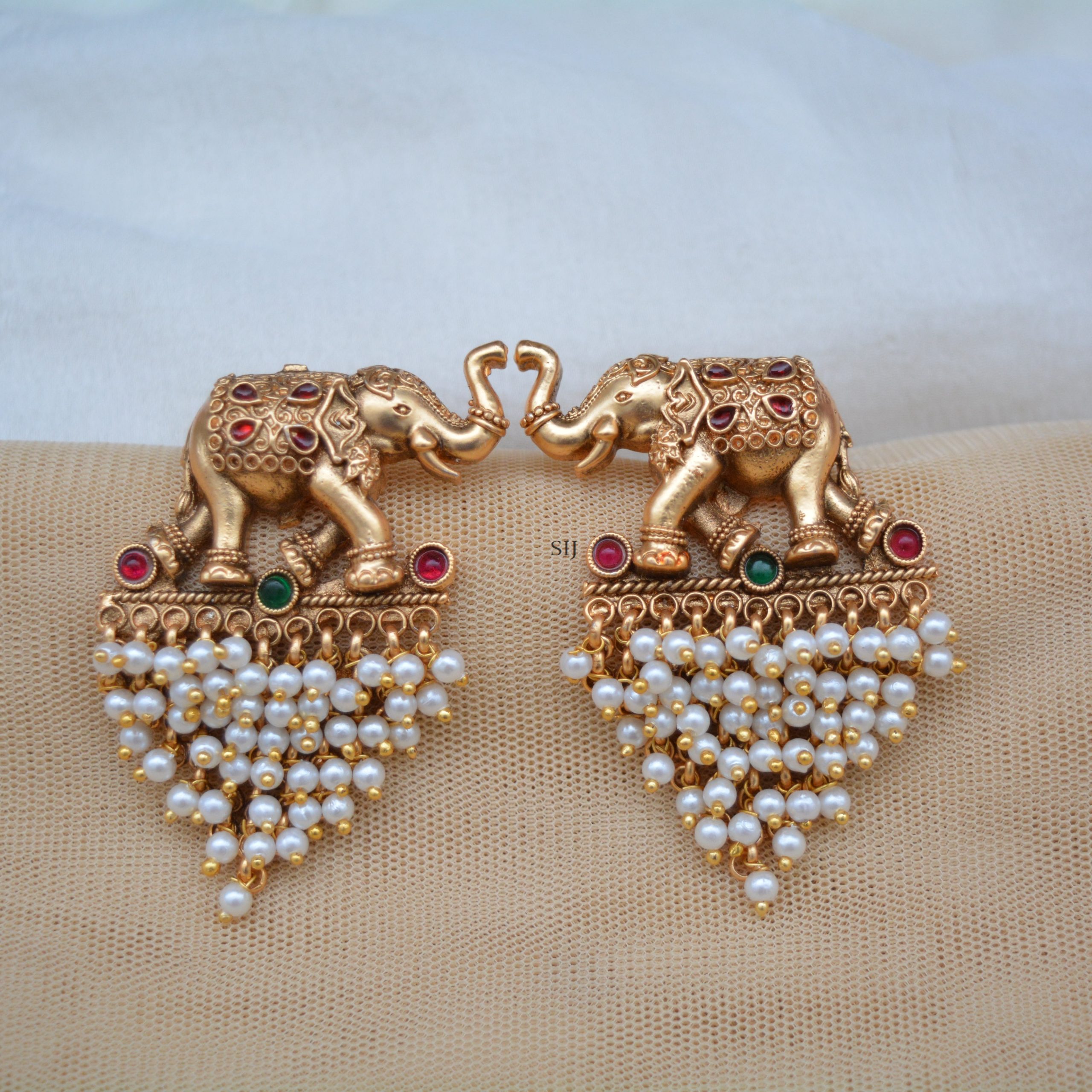 Traditional Elephant Pearl Earrings