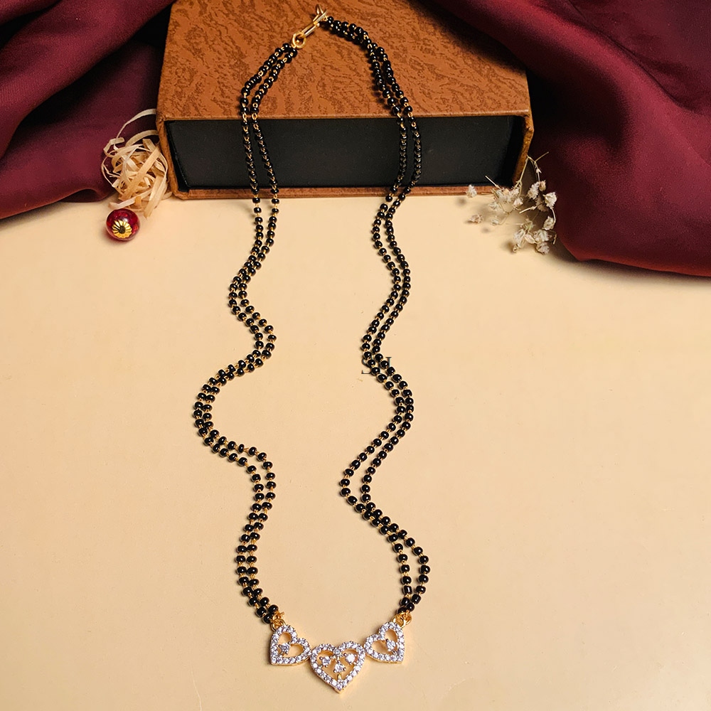 Traditional Gold Plated Heart Diamond Mangalsutra