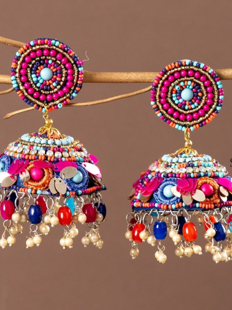 Traditional Handmade Beaded Mix Jhumkas