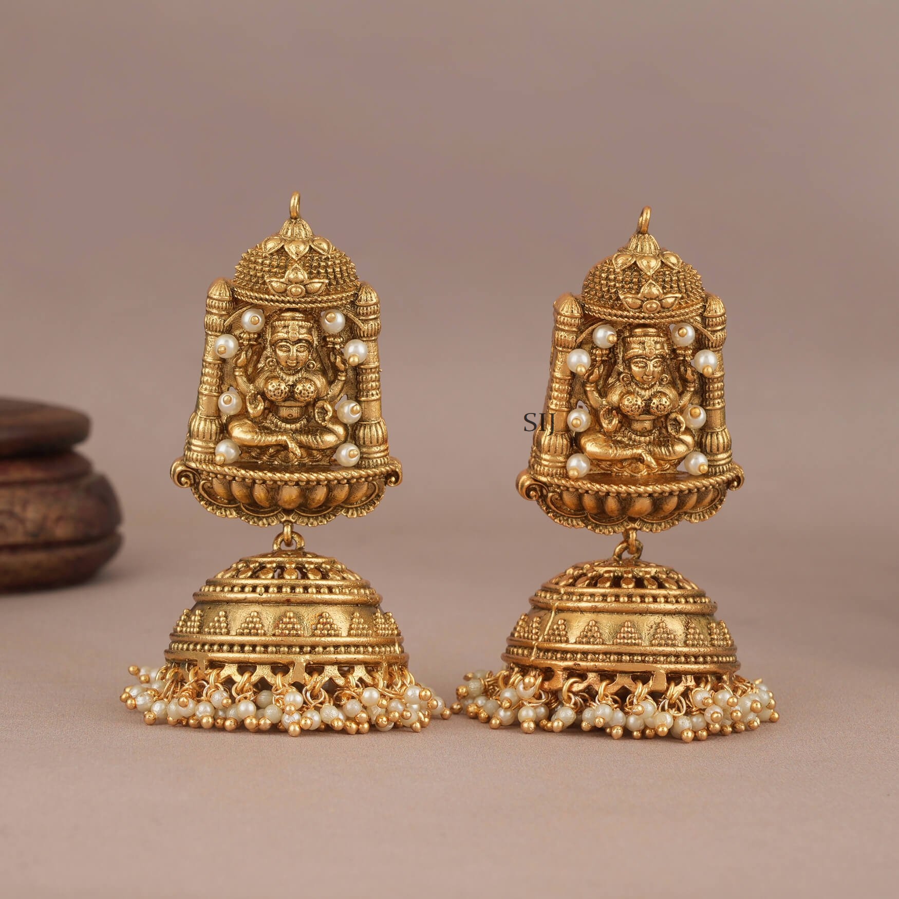 Traditional Lakshmi Pearl Drop Jhumkas
