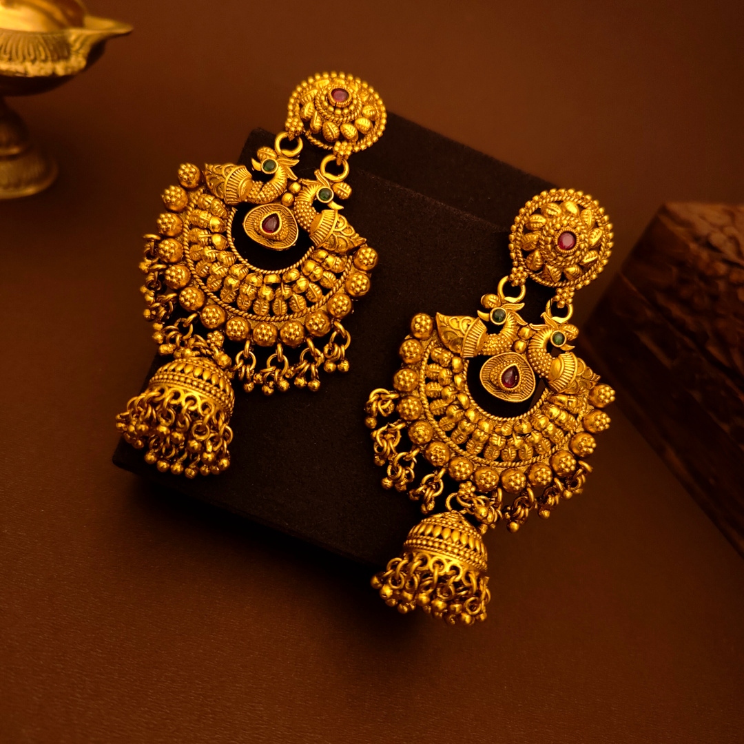 Traditional Peacock Stone Earring