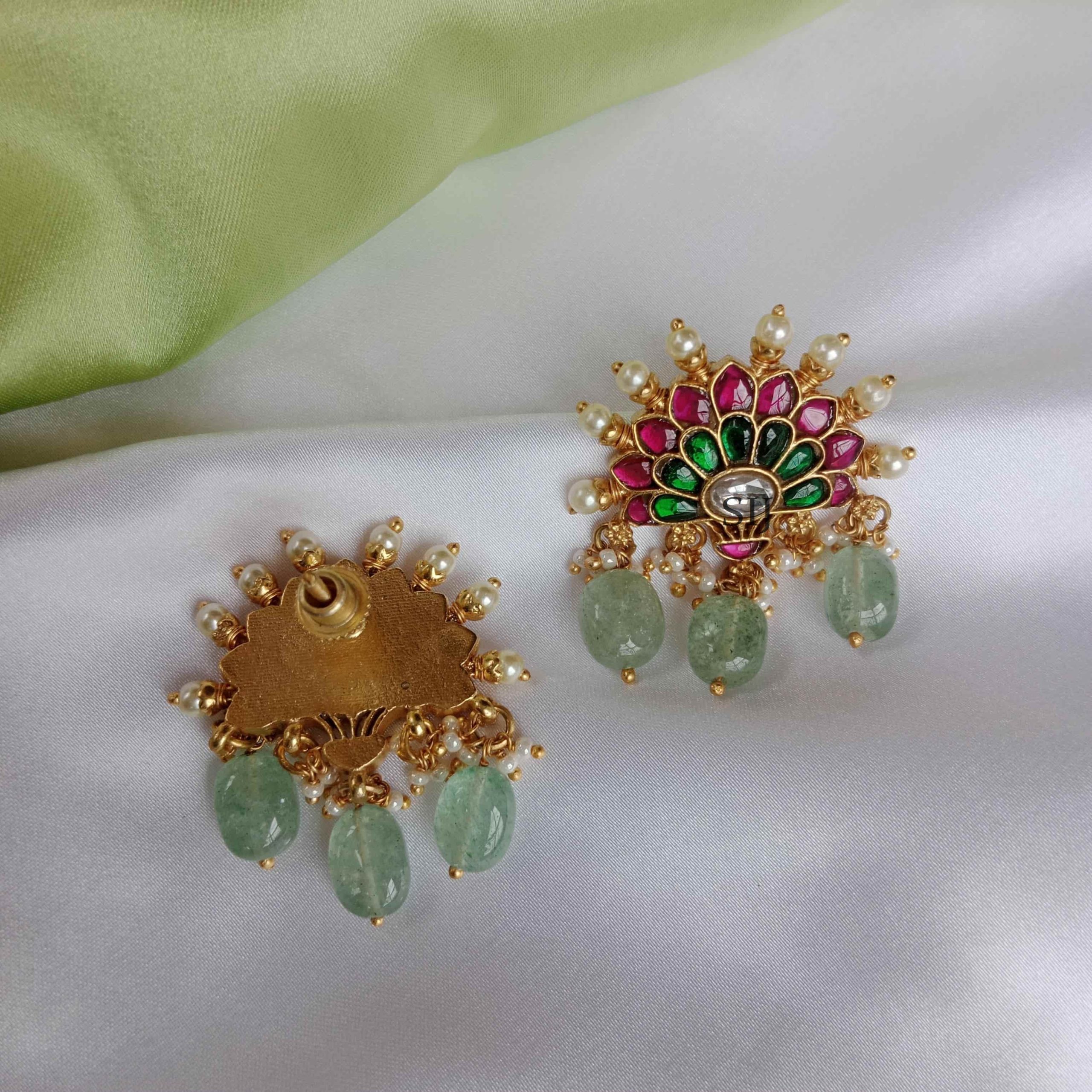 Traditional Tree Jadau Earrings - South India Jewels