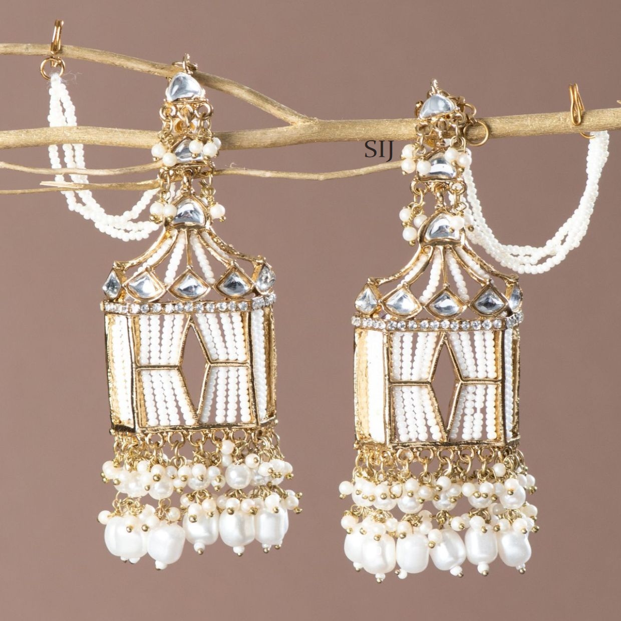 Trendy Gold Plated Pearl Earrings