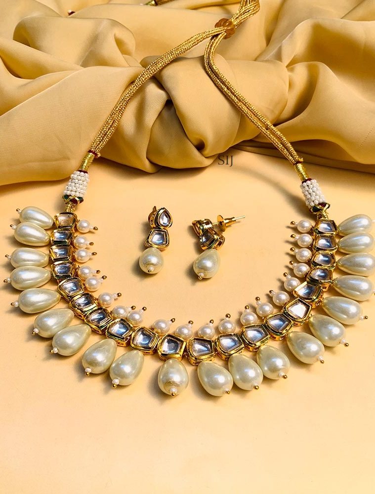 Trendy Pearl Hangings Gold Plated Kundan Choker