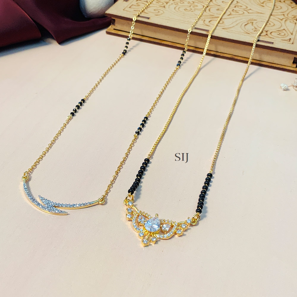Trendy Set Of 2 Gold Plated Diamond Mangalsutra Combo