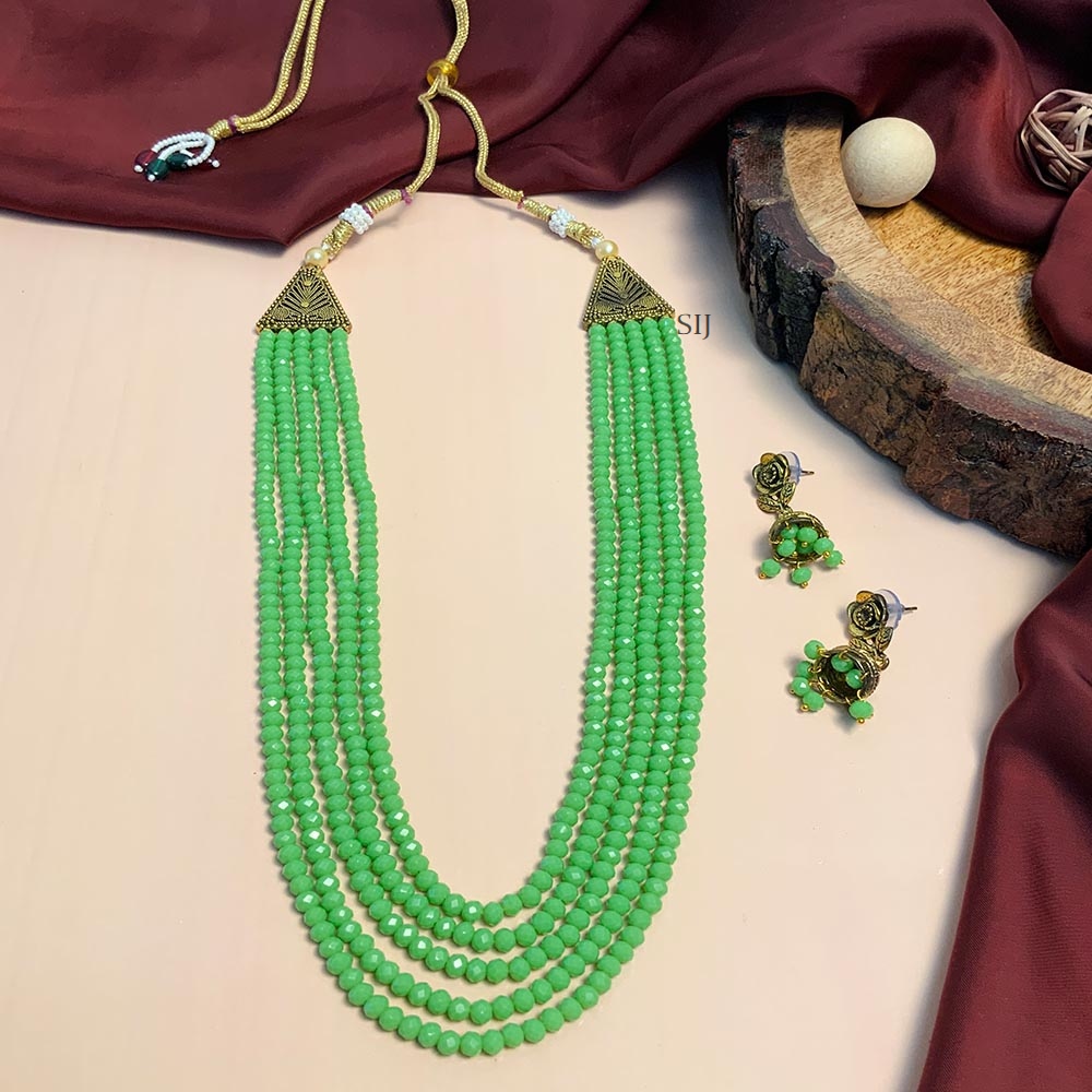 Unique Multi Layers Light Green Beads Mala