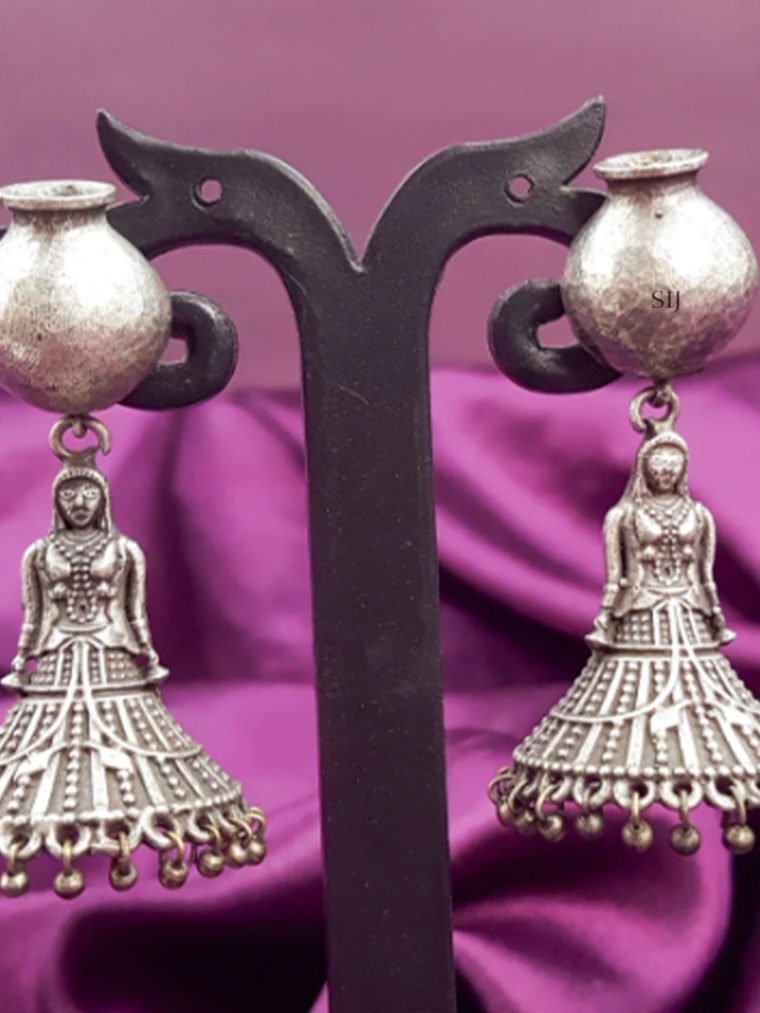 Imitation Oxidized Dangler Jhumkas with Dancing Doll Hook