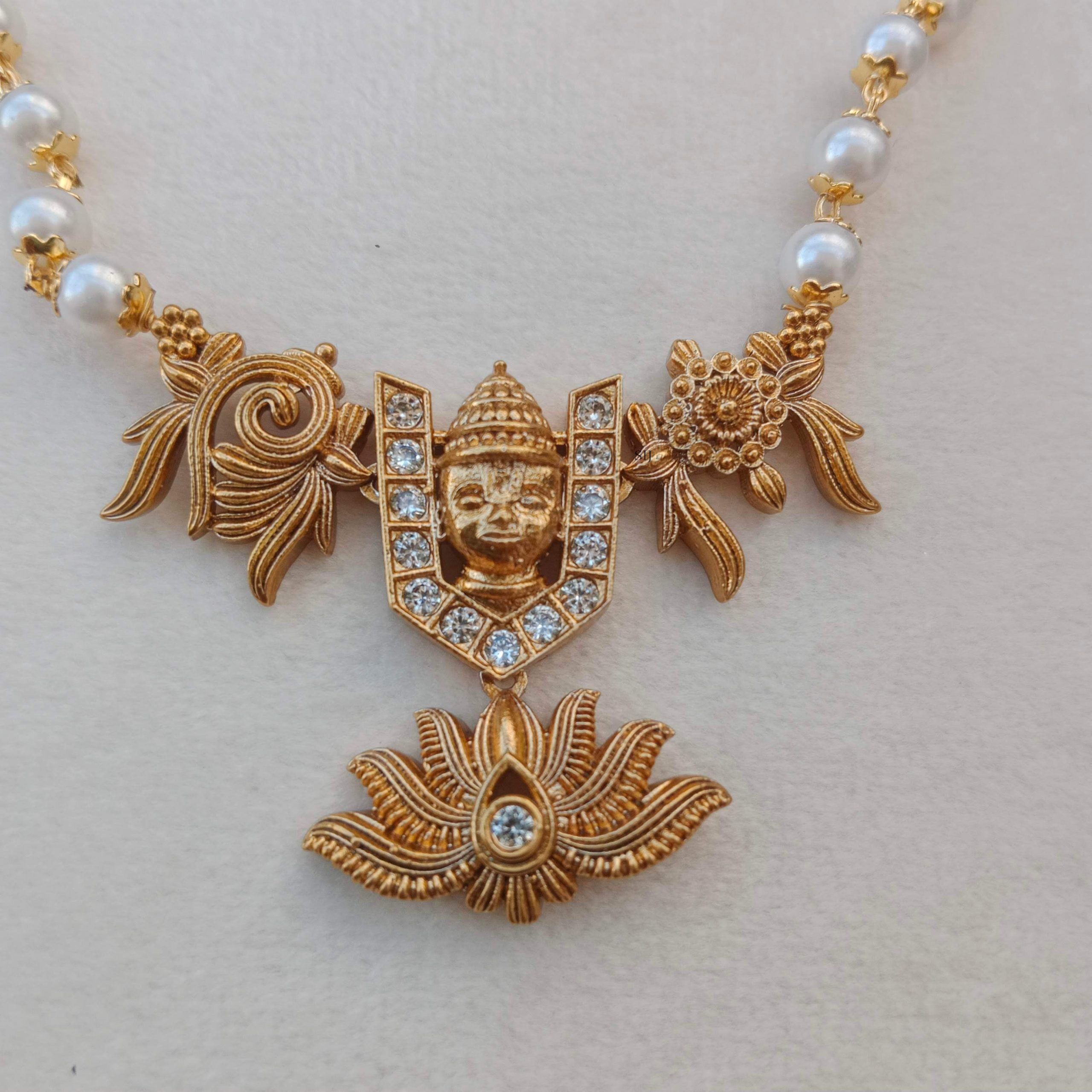 Traditional Pearl Chain with Lord Balaji Pendant