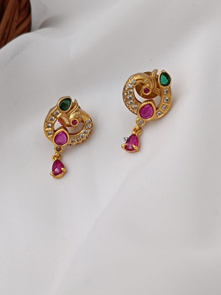 Twinkling Multi Stones Peacock Earrings