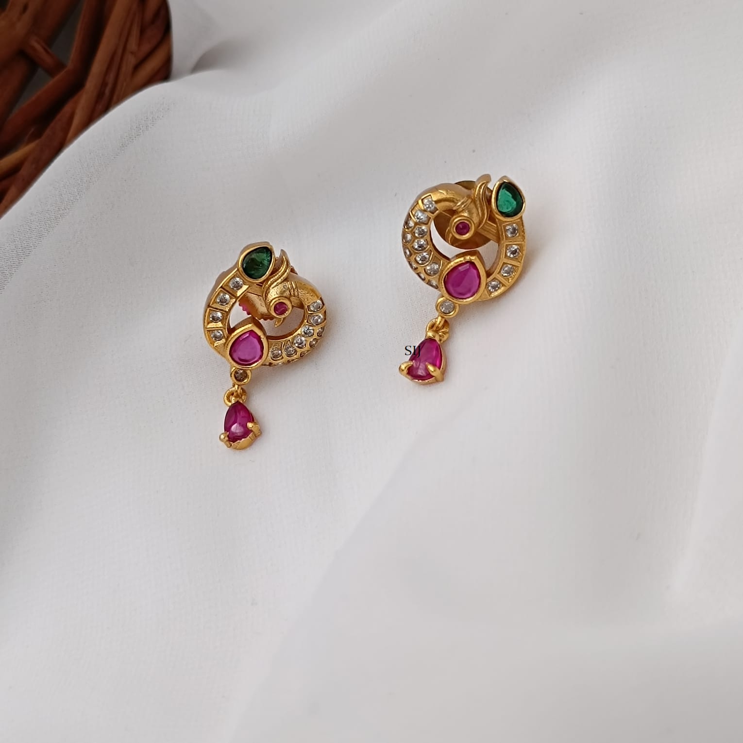Twinkling Multi Stones Peacock Earrings