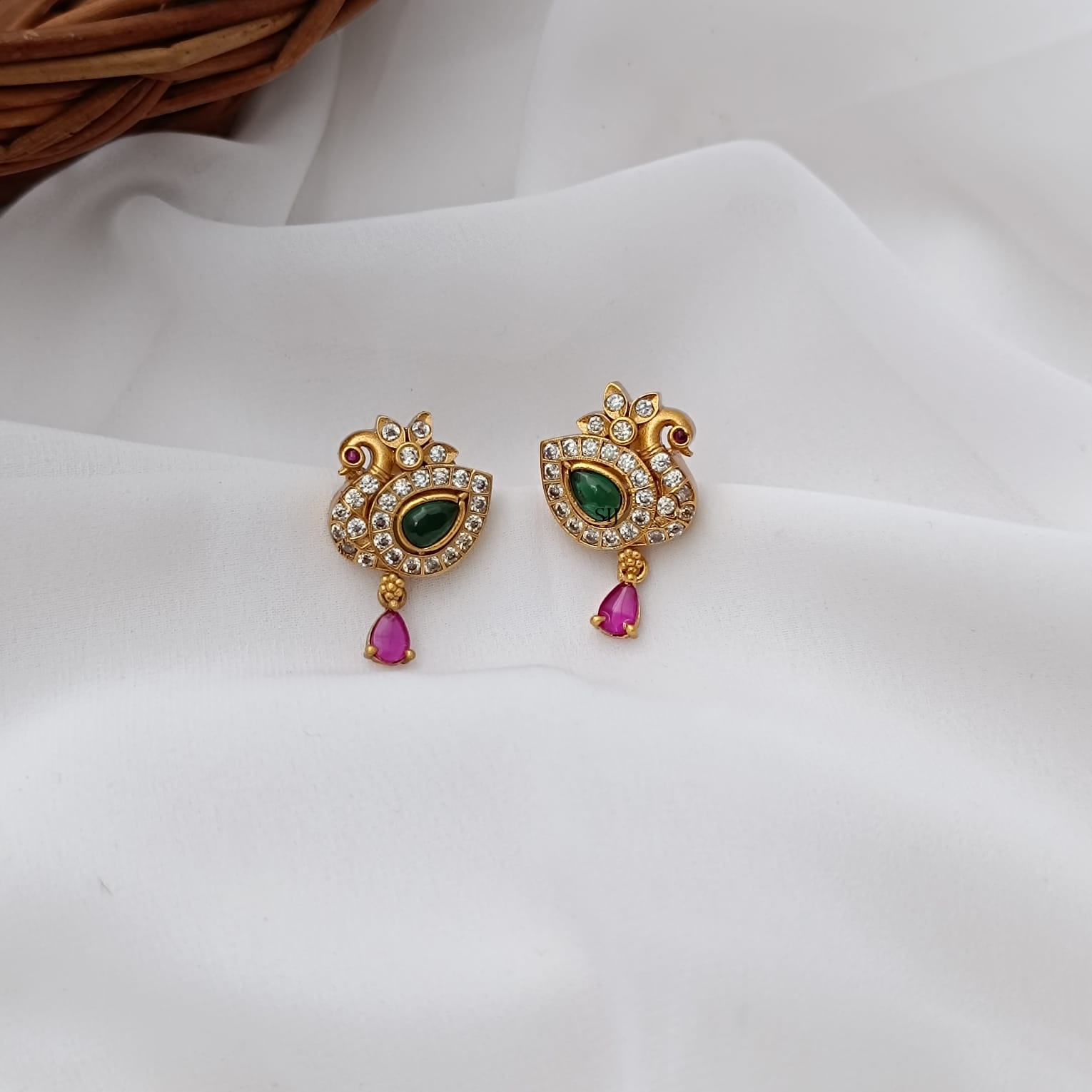Alluring Multi Stones Peacock Earrings