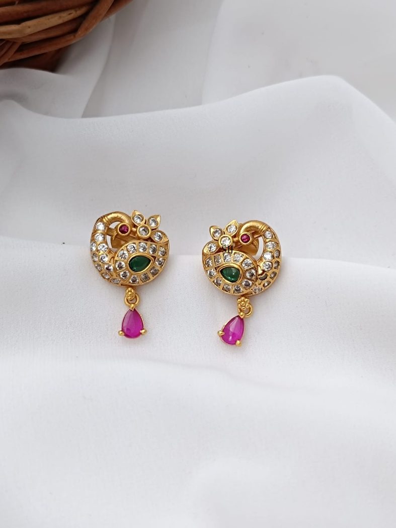 Attractive Multi Stones Peacock Earrings