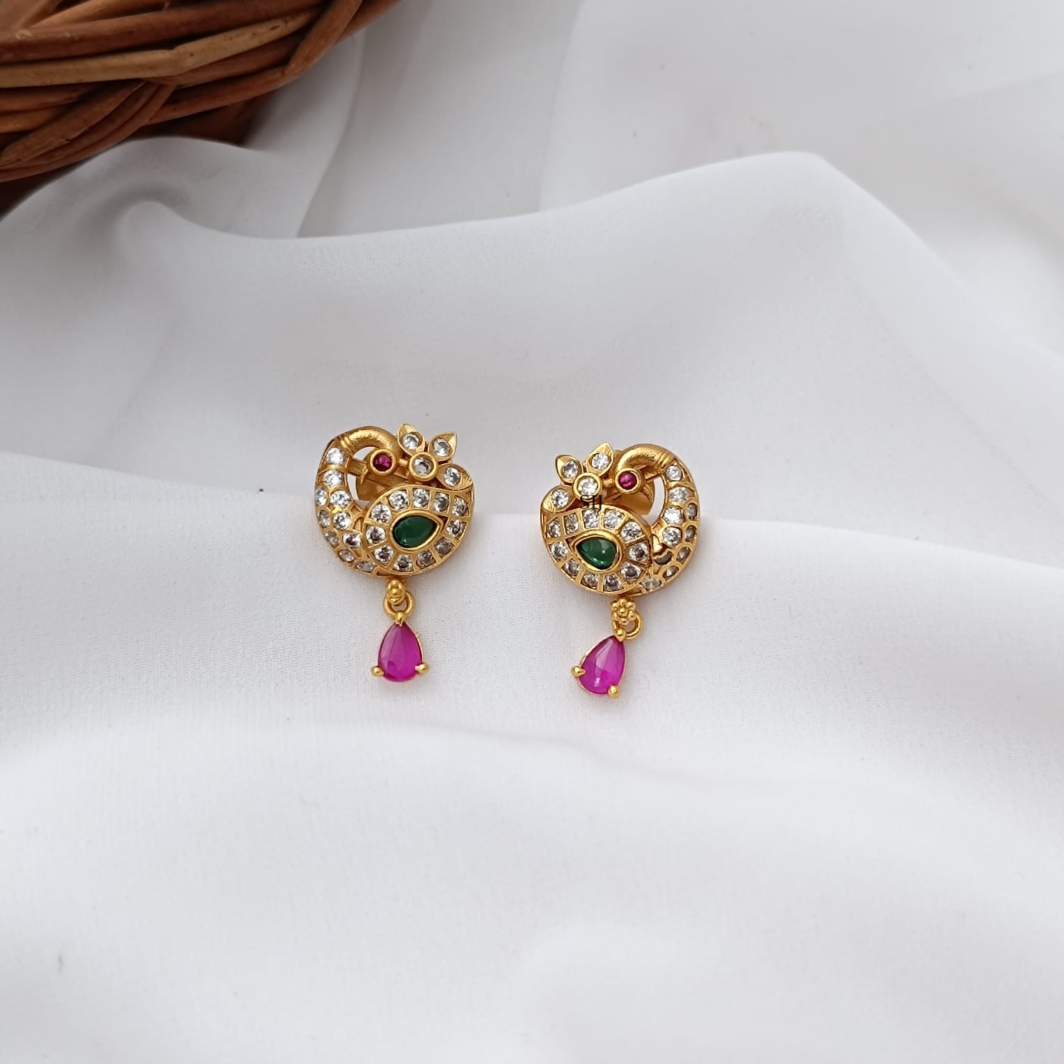 Attractive Multi Stones Peacock Earrings