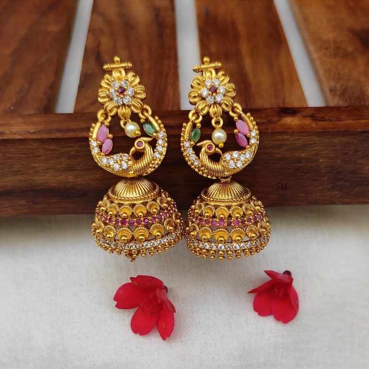 Traditional Peacock Jhumkas - South India Jewels