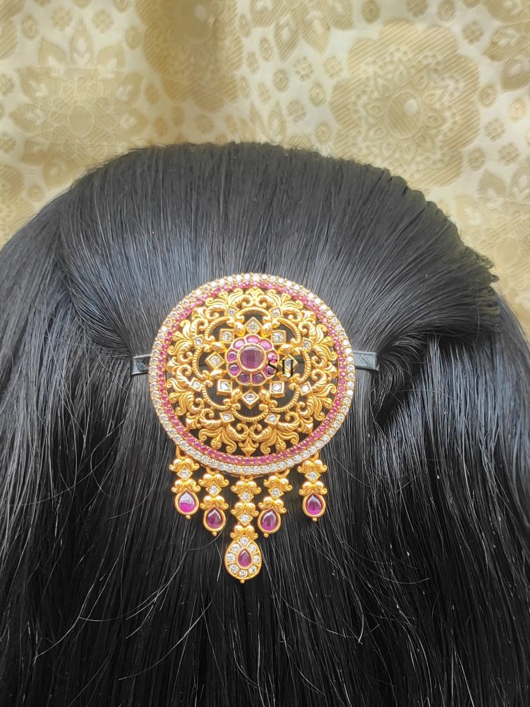 Imitation Kemp Stones Circle Design Hair Choti