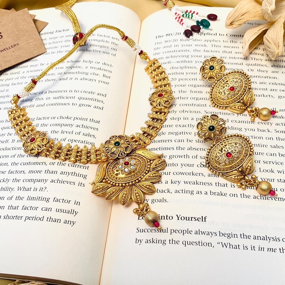 Gold Plated Antique Kundan Necklace