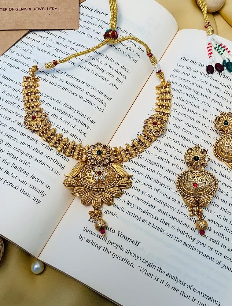 Gold Plated Antique Kundan Necklace