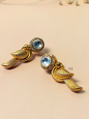 Cute Gold Plated Kundan Polki Bead Stone Earrings