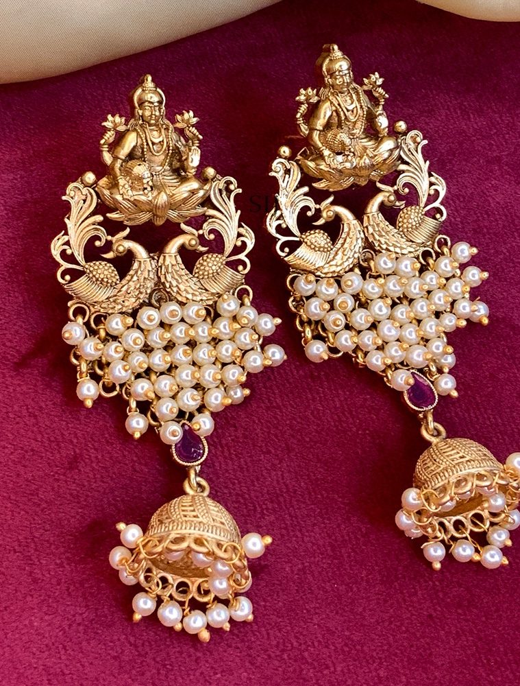 Traditional Lakshmi and Peacock Jhumkas