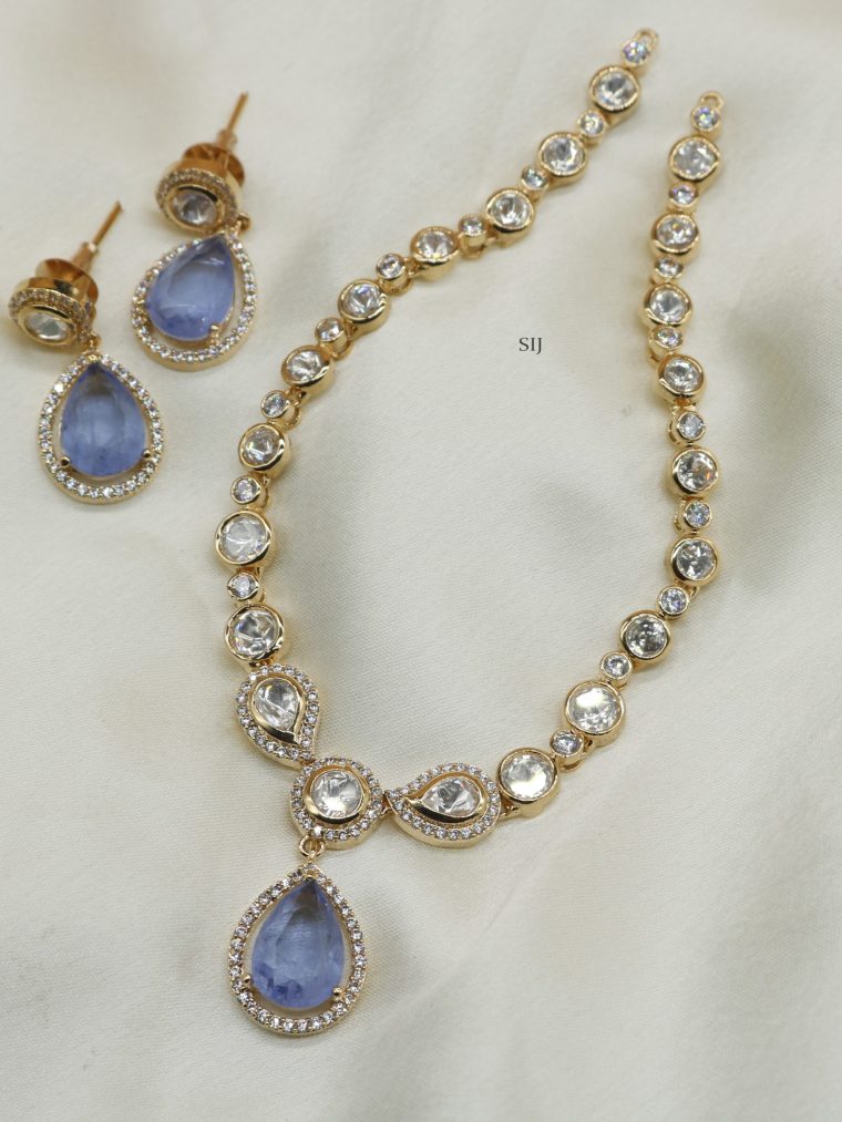 Fabulous Blue Stone Kundan Necklace