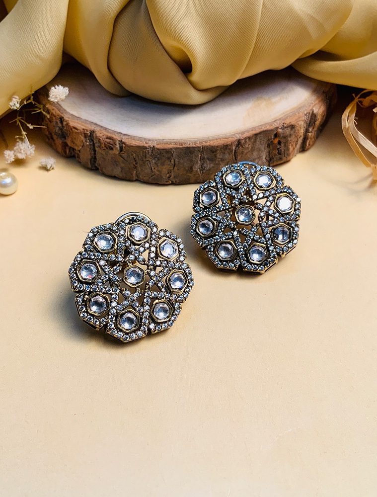 Marvelous Victorian Silver Plated American Diamond Studs