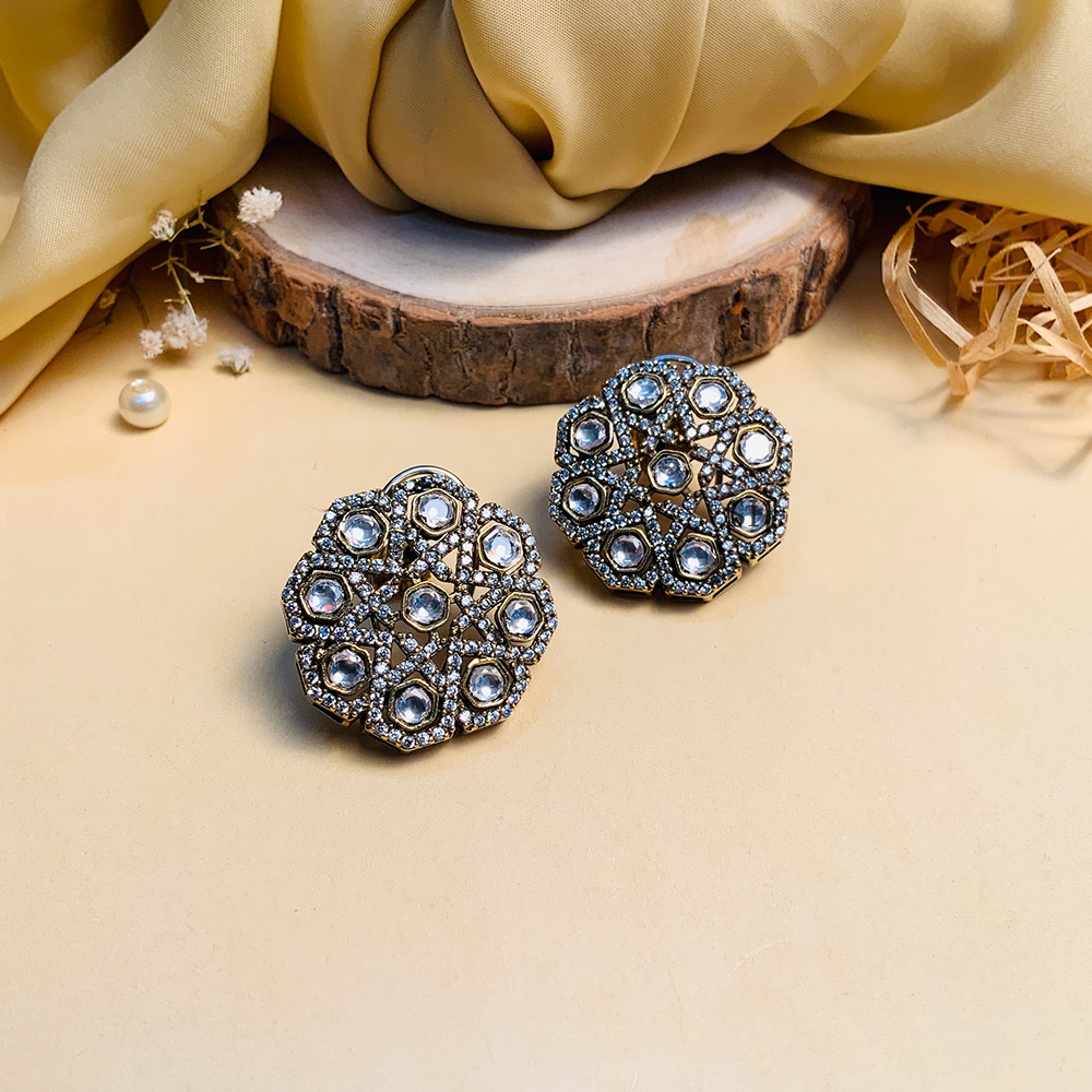 Marvelous Victorian Silver Plated American Diamond Studs