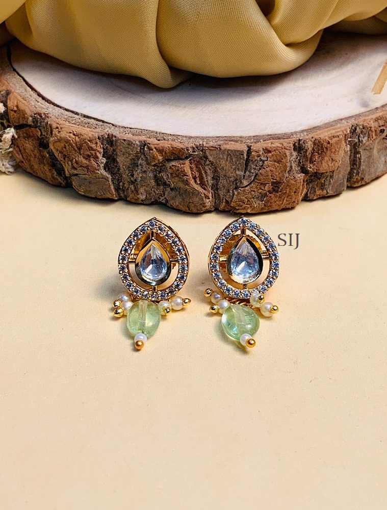 Twinklilng Gold Plated Polki Studs Earrings