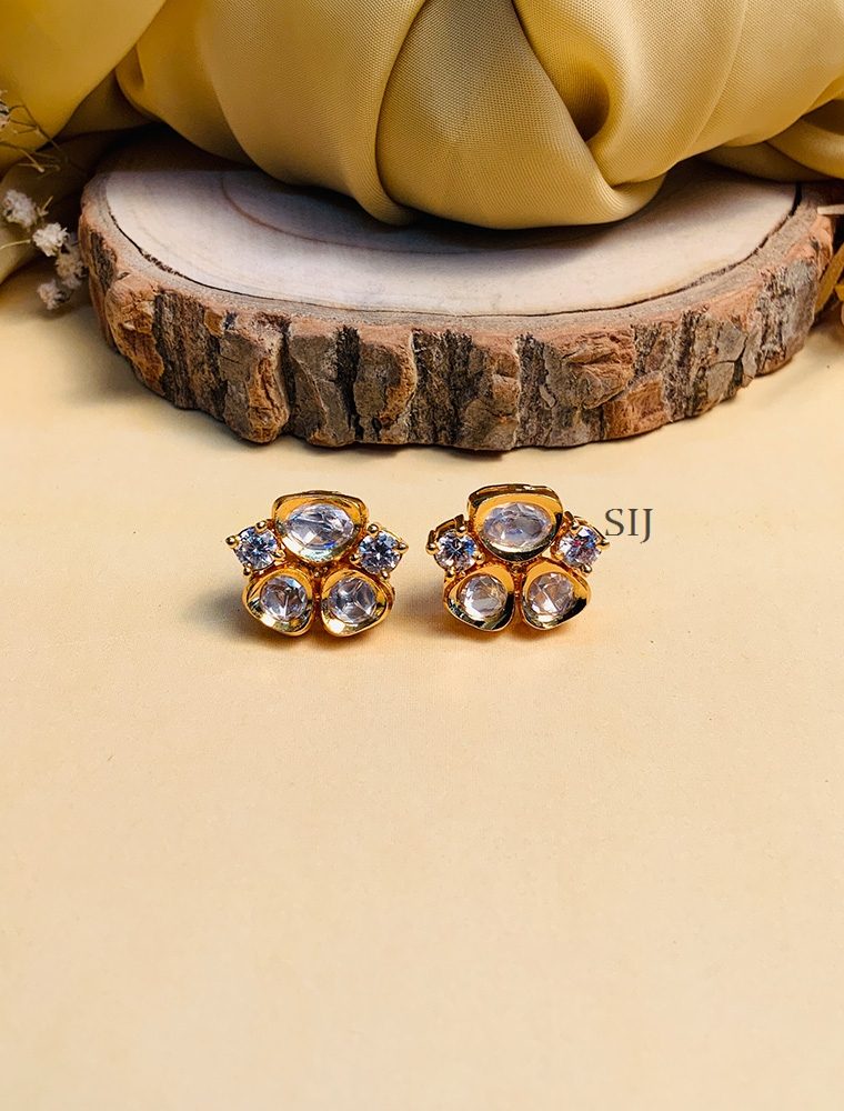 Gorgeous Gold Plated Polki Studs Earrings