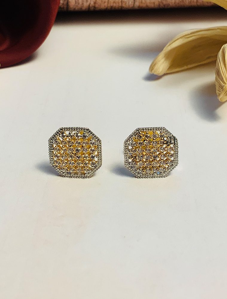 Dazzling Gold Plated American Diamond Studs