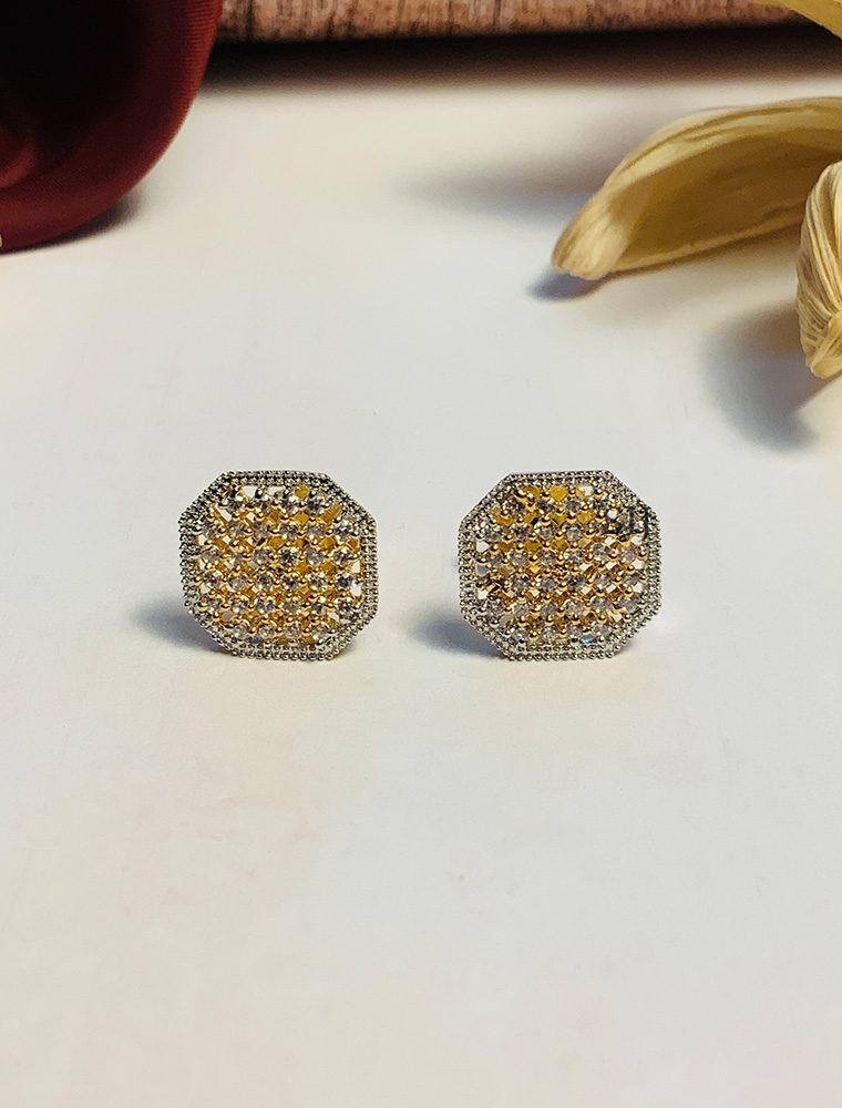 Dazzling Gold Plated American Diamond Studs