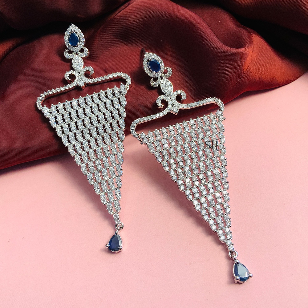 Unique Silver Plated American Diamond Earrings