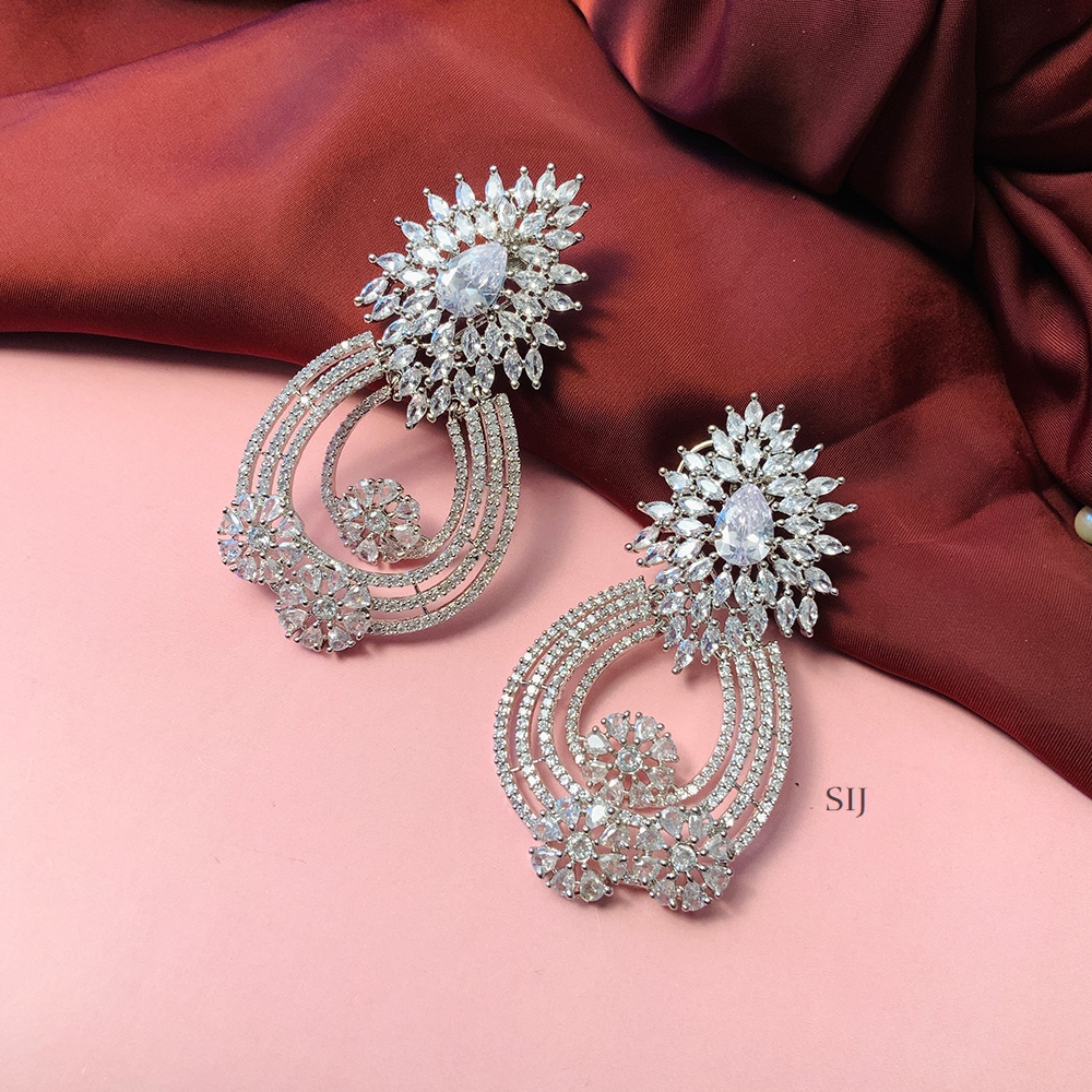 Marvelous Silver Plated American Diamond Earrings