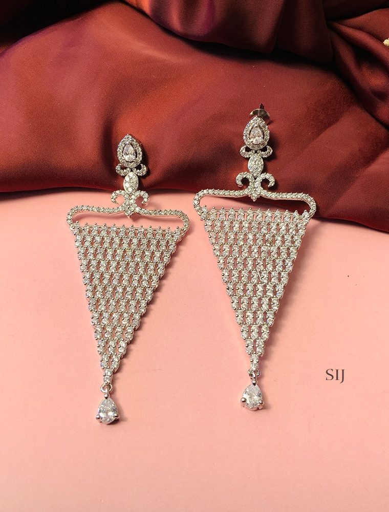 Stunning Silver Plated American Diamond Earrings