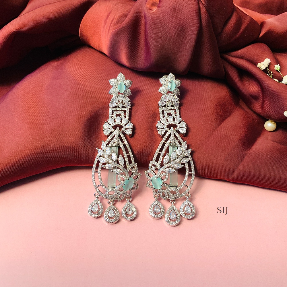 Dazzling Silver Plated American Diamond Earrings
