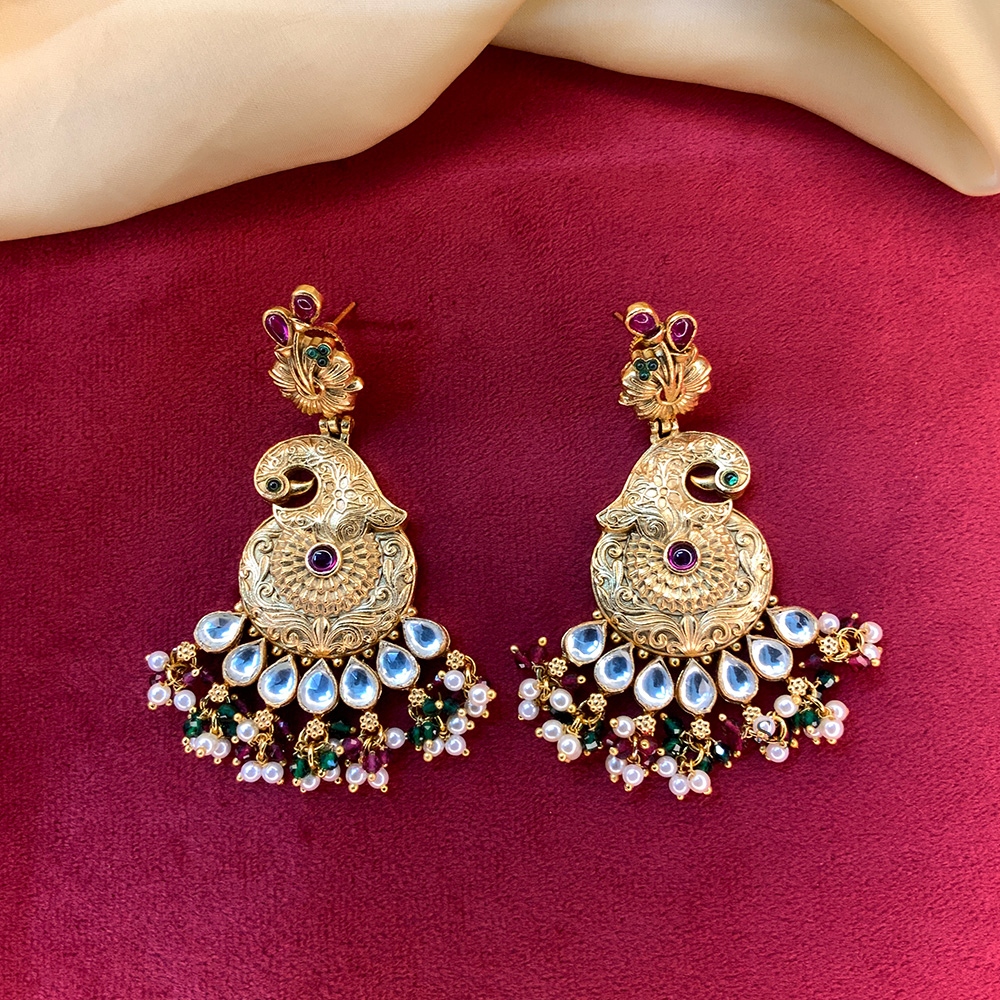 Elegant Matt Gold Plated Antique Earrings