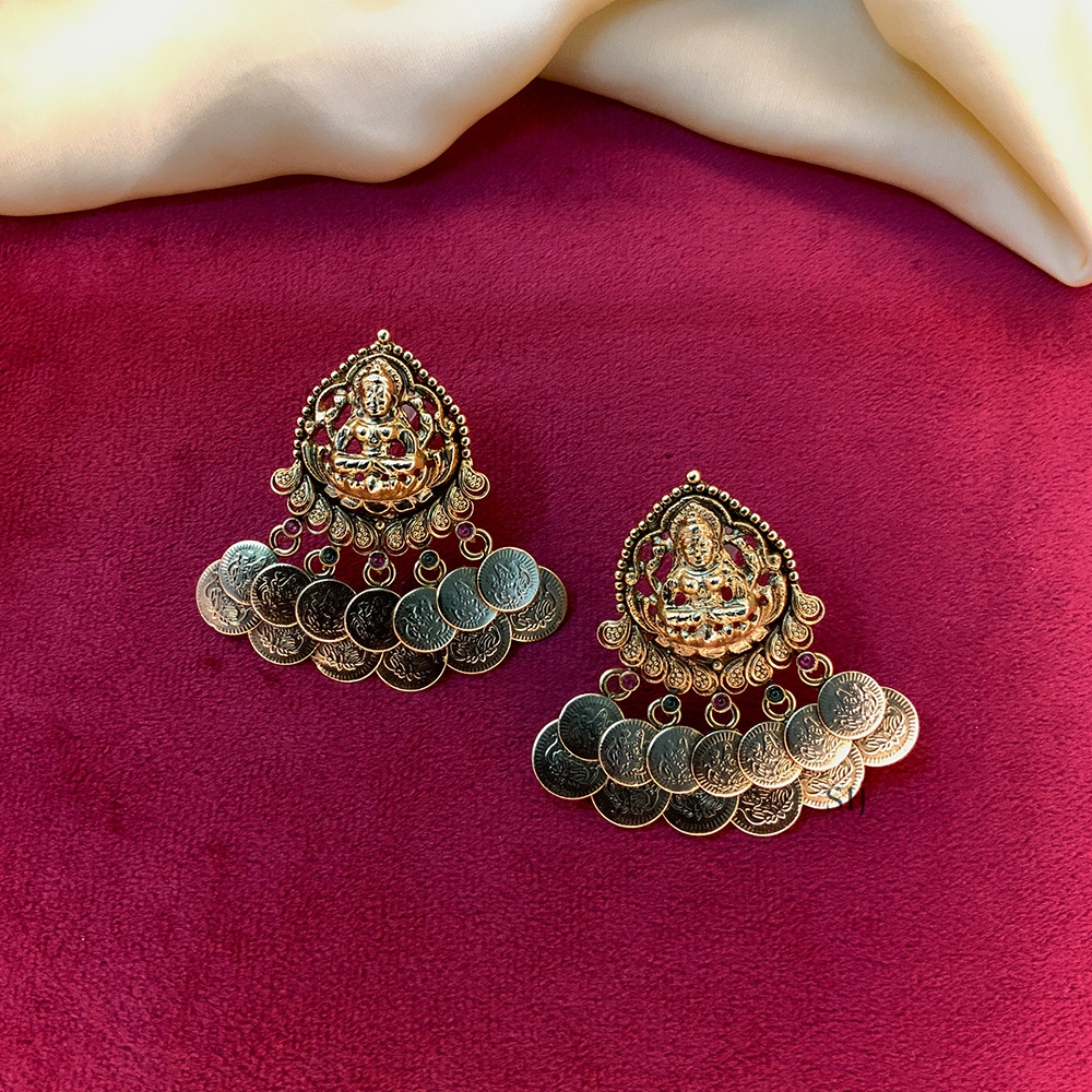 Elite Gold Plated Antique Temple Earrings