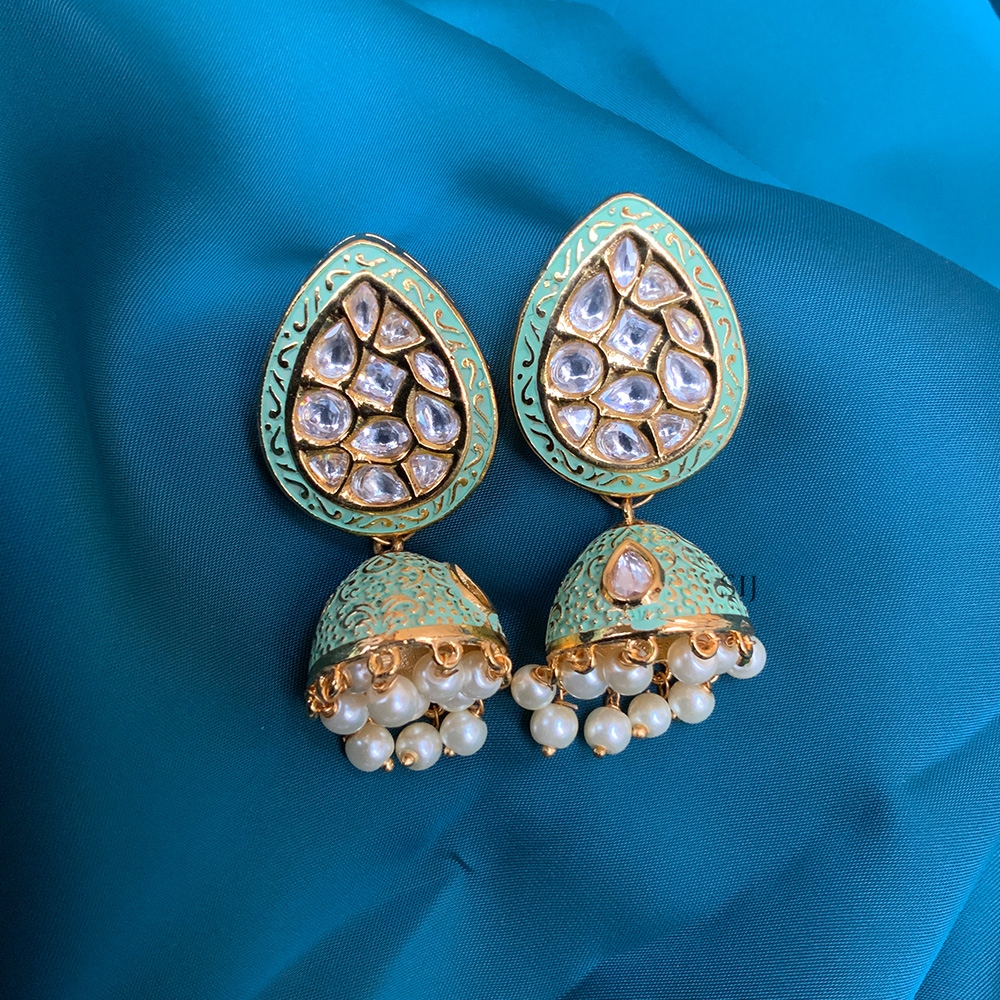 Sparkling Gold Plated Kundan American Diamond Earrings