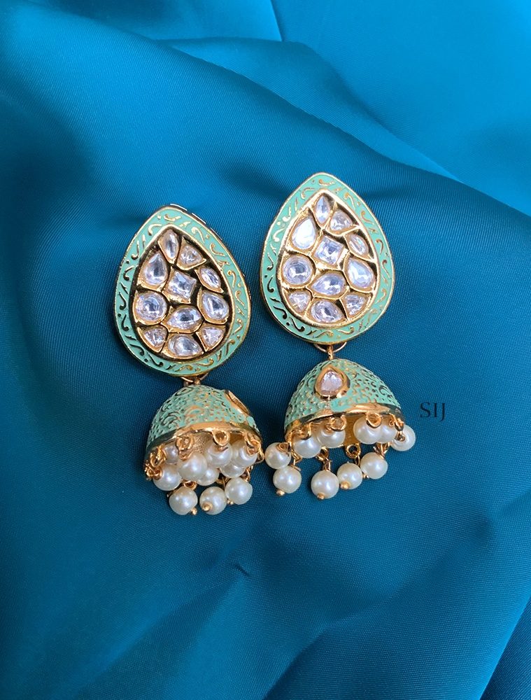 Sparkling Gold Plated Kundan American Diamond Earrings