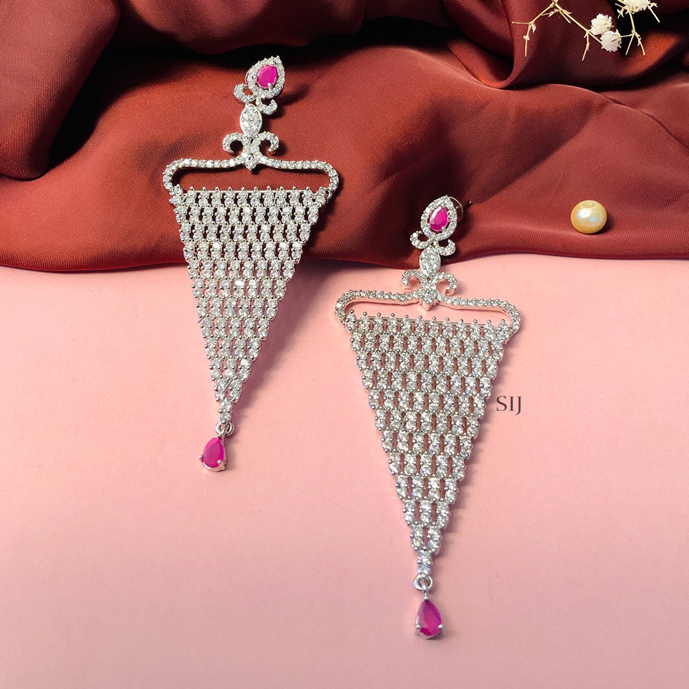 Shimmering Silver Plated American Diamond Earrings