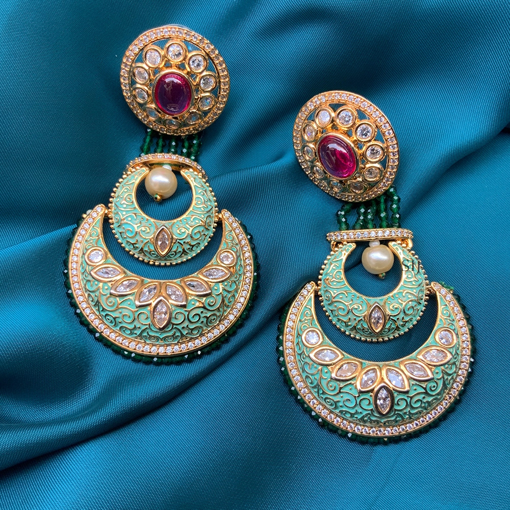 Traditional Gold Plated Kundan American Diamond Earrings