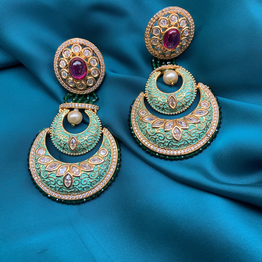 Traditional Gold Plated Kundan American Diamond Earrings