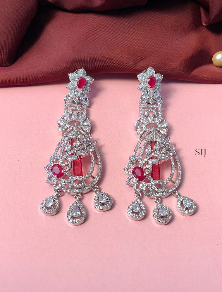 Shimmering Silver Plated American Diamond Earrings