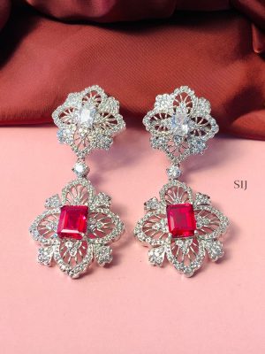 Twinkling Silver Plated American Diamond Earrings
