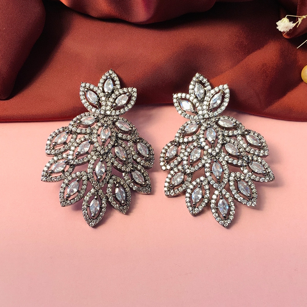 Stunning Silver Plated American Diamond Earrings
