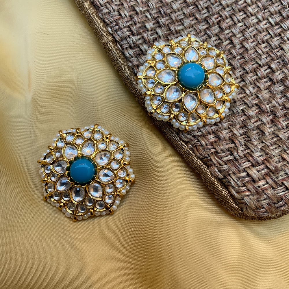 Sparkling Gold Plated Kundan American Diamond Earrings
