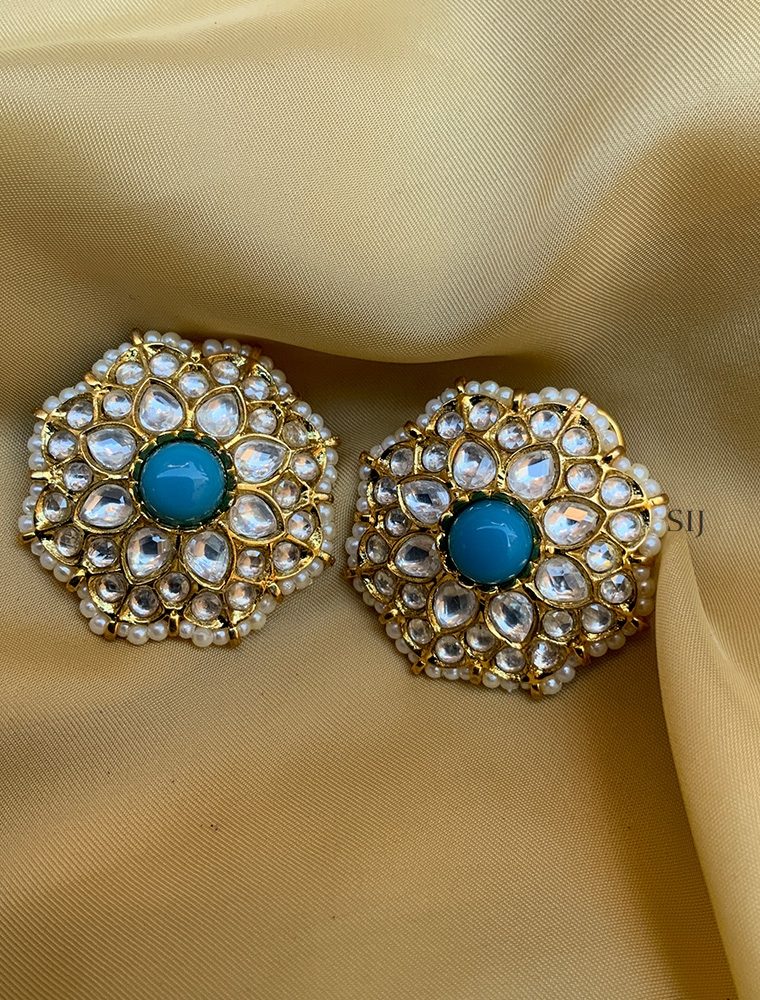 Sparkling Gold Plated Kundan American Diamond Earrings