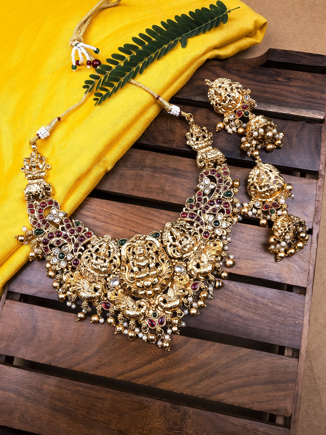 Traditional Narayani Necklace Set with Jhumkas