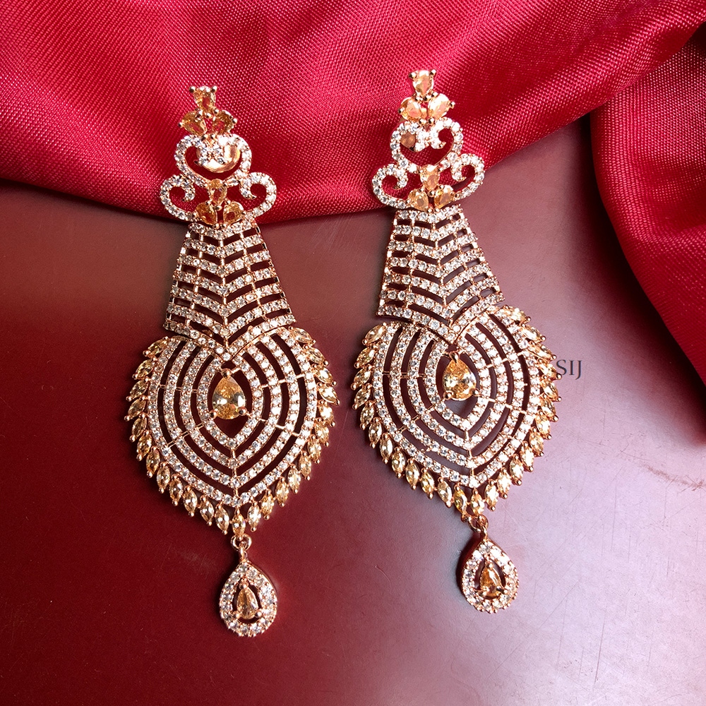Elite Rose Gold Plated American Diamond Earrings